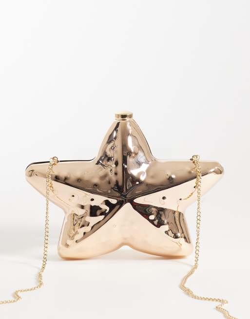 New Look starfish box clutch bag in gold, 4 of 4