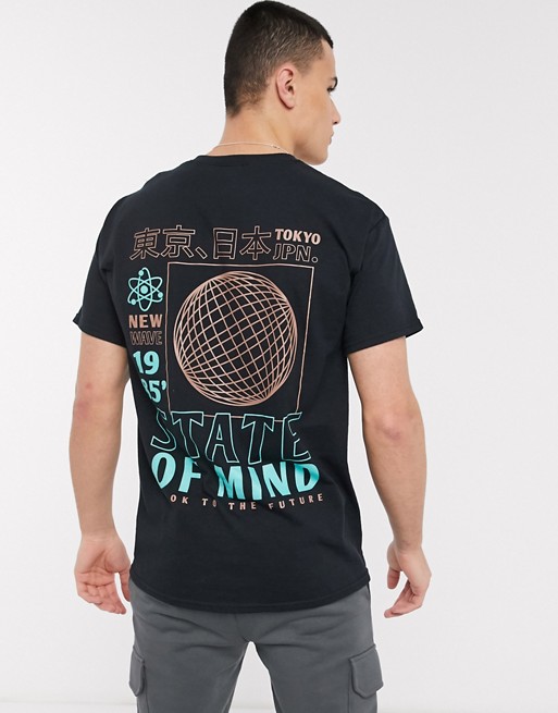 New Look state of mind front and back oversized print t-shirt in black