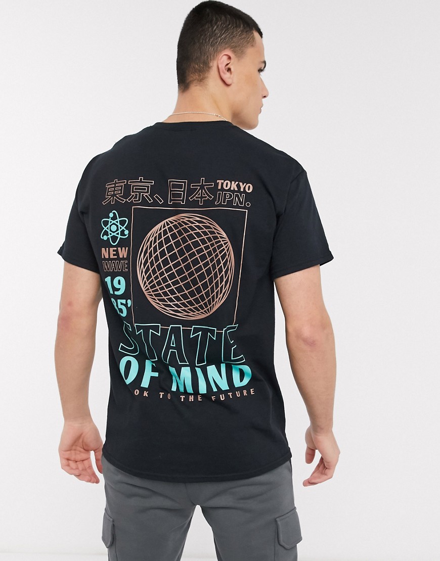 New Look - State of Mind - T-shirt met oversized print voor- en achteraan in zwart