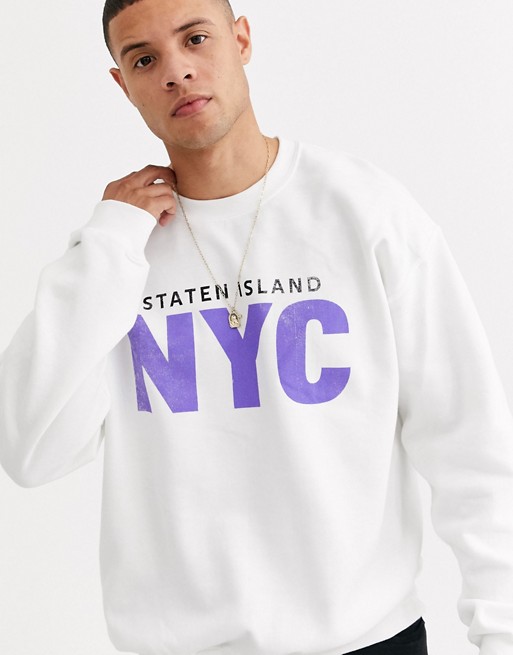 New Look Staten Island New York sweat in white