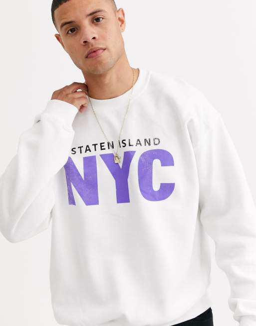 New Look Staten Island New York sweat in white