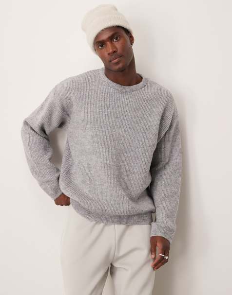New Look stitch crew neck jumper in light grey - view 1