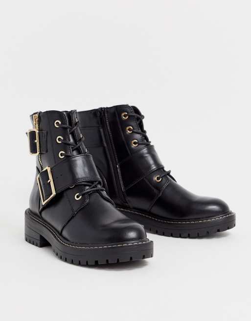 New look chunky 2025 flat boots in black