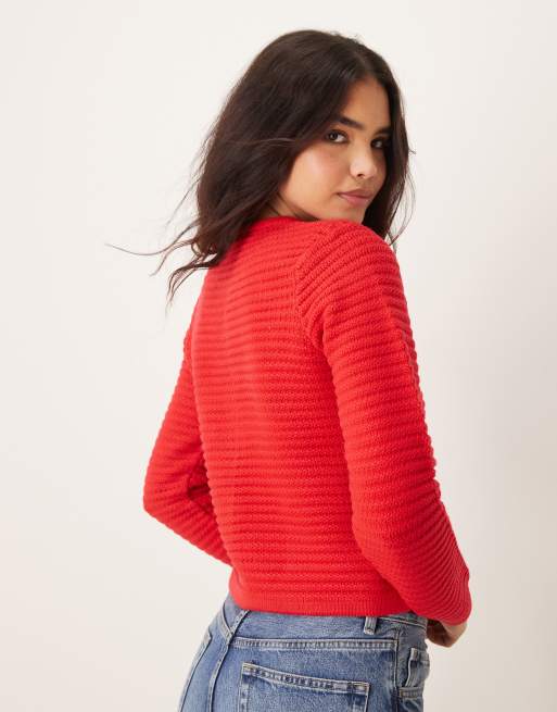 New Look stitch pocket cardigan in bright red ASOS