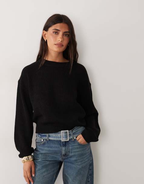 New Look stitchy jumper in black - view 1