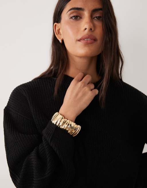 New Look stitchy jumper in black, 4 of 4