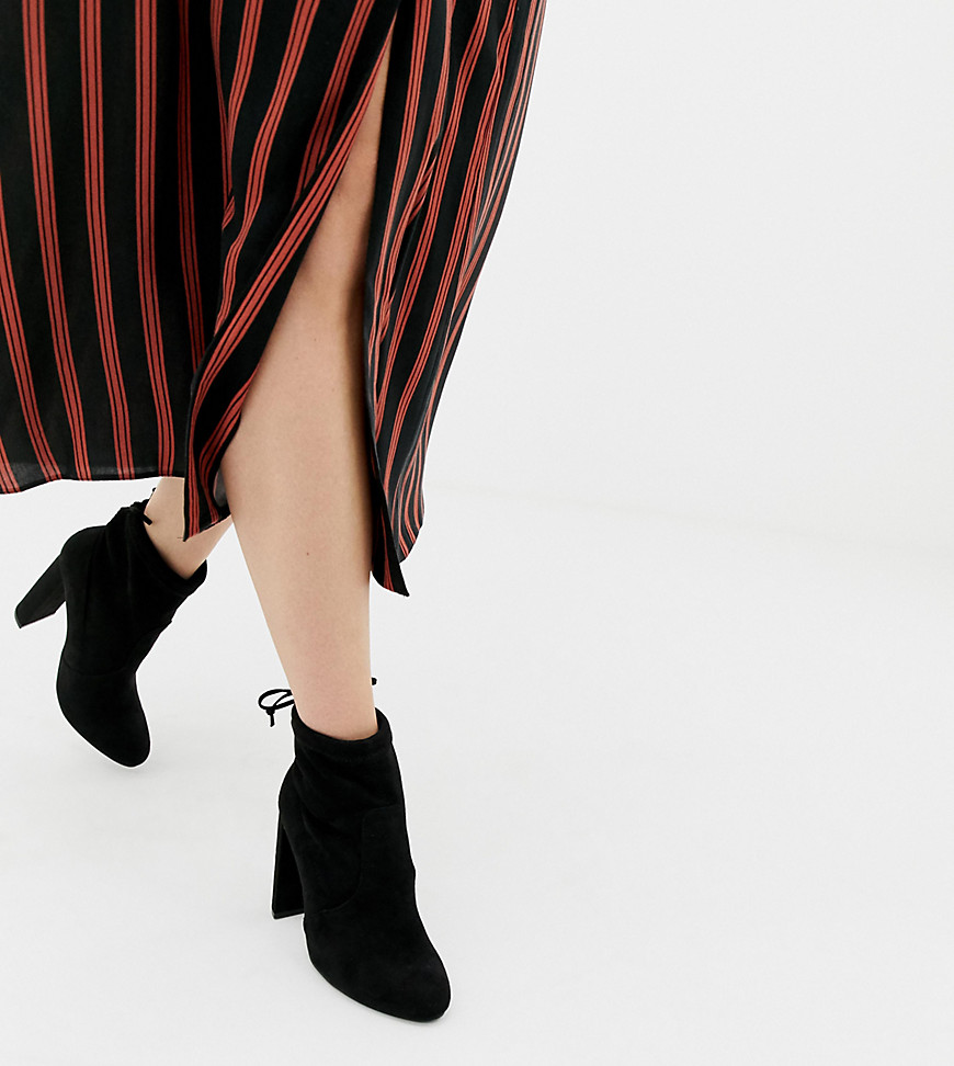 New Look - Stivaletti a calza con tacco e laccetto sul retro neri-Nero