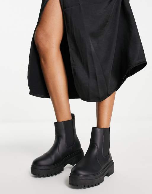 New Look - Stivaletti Chelsea alla caviglia neri con suola spessa, 3 di 4
