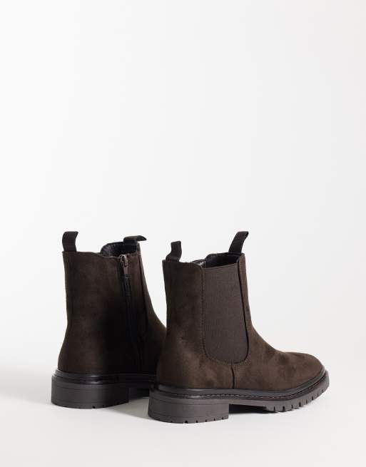 New Look stivaletti Chelsea chunky in camoscio sintetico marrone scuro, 5 di 5