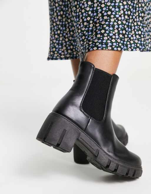 New Look - Stivaletti chelsea neri con suola spessa, 3 di 4