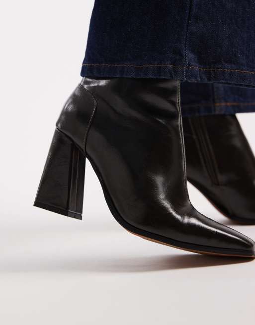 New Look - Stivaletti con punta squadrata kaki ultra scuro con tacco, 3 di 4