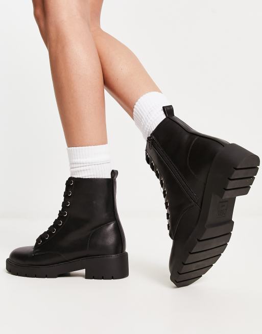 New Look - Stivaletti stringati neri a suola spessa, 2 di 4