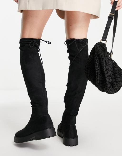 New Look - Stivali al ginocchio bassi in camoscio sintetico nero, 2 di 4