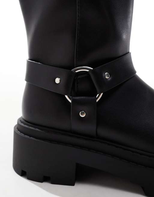 New Look - Stivali al ginocchio neri super ampi sulla gamba con suola spessa, 2 di 4