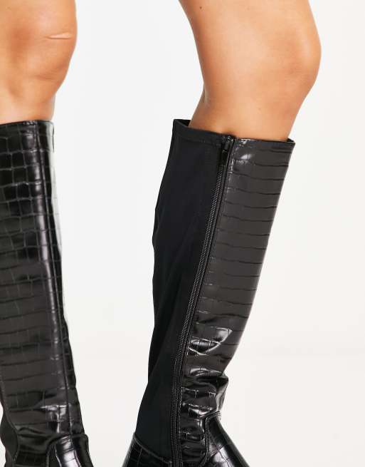 New Look - Stivali da equitazione bassi nero coccodrillo, 2 di 4
