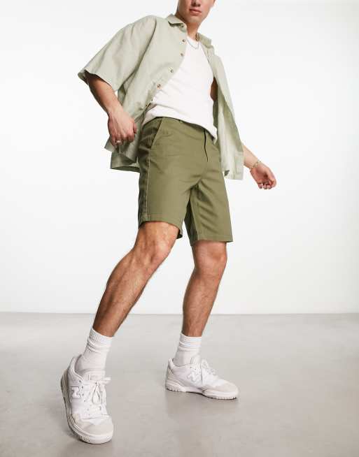 New Look straight chino shorts in dark khaki