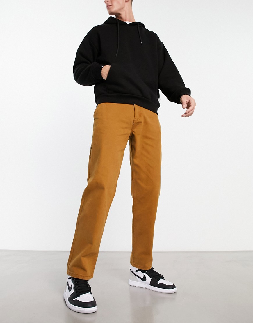 New Look Straight Fit Carpenters Pants In Mid Brown