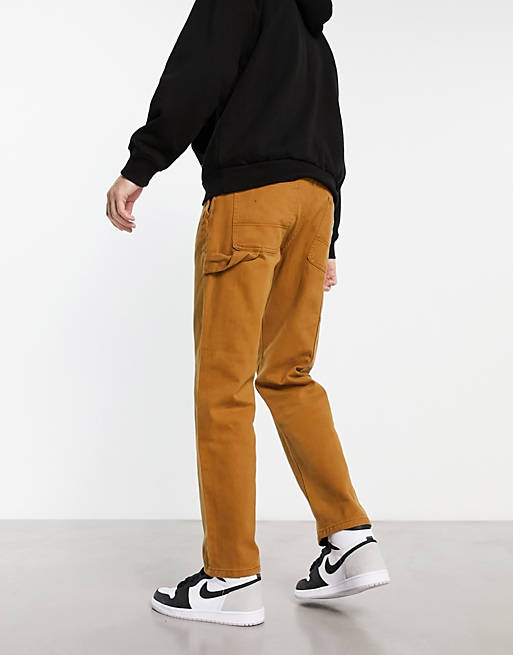 New Look straight fit carpenters pants in mid brown | ASOS