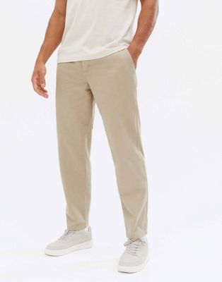 New Look straight fit chinos in stone - ASOS Price Checker