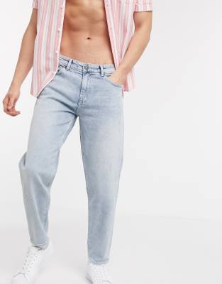 New Look straight fit jeans in stone wash blue | ASOS