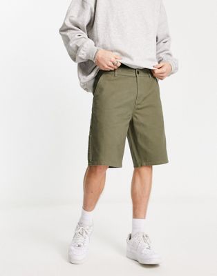 Shop New Look Straight Leg Carpenter Shorts In Khaki-green