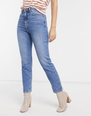 New Look straight leg jeans in mid blue 