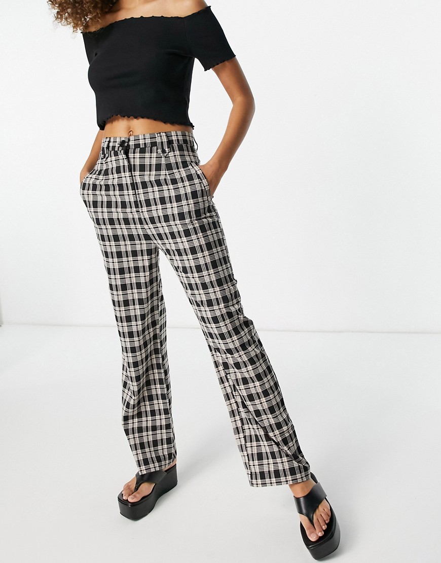 New Look straight leg pants in black check