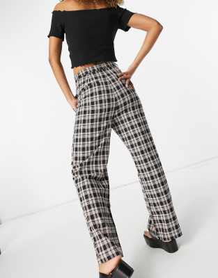 straight checked trousers