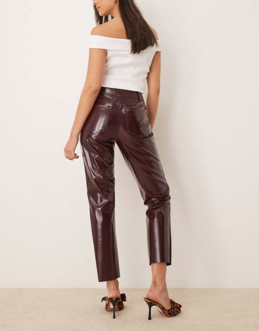Brown Vinyl Pants Petite Burgundy Petite Vinyl Wide Leg Trousers