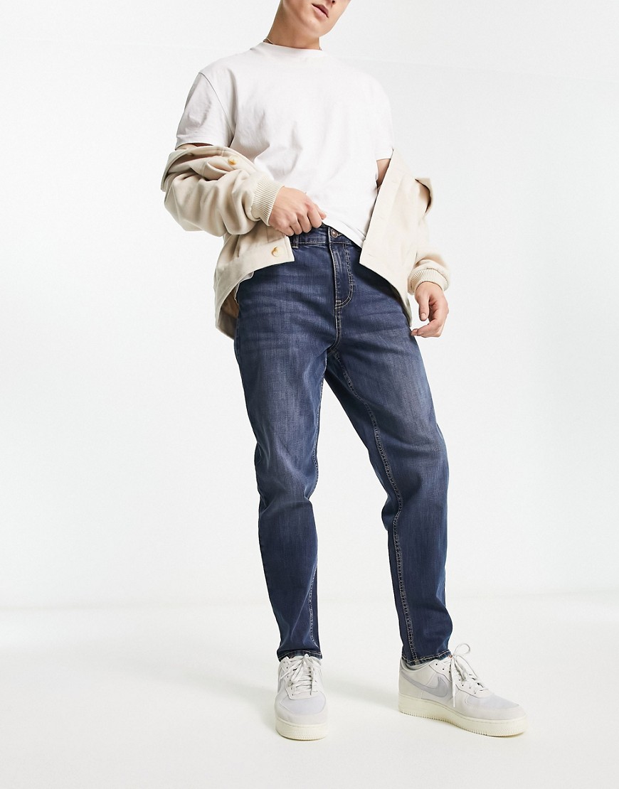 New Look straight tapered jeans in indigo-Blue