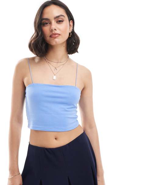 New Look strappy bandeau top in blue - view 1
