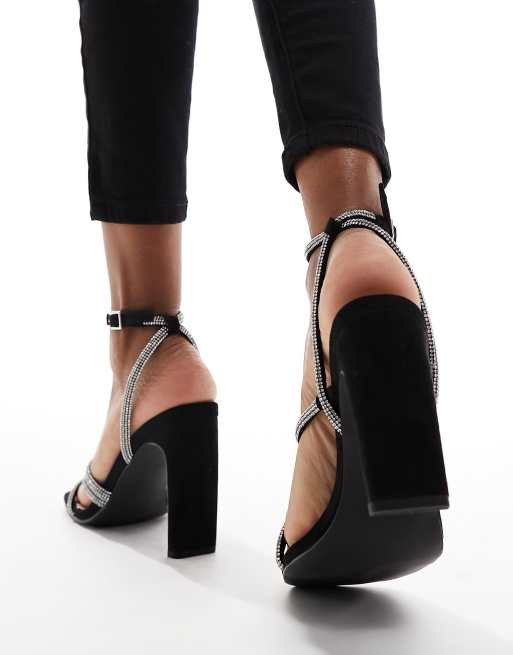 Black strappy heels new hot sale look