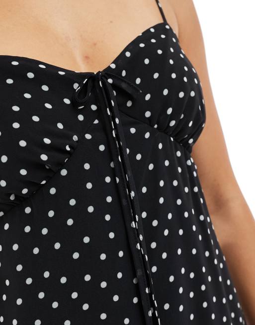 New Look strappy chiffon mini dress in black polka dot, 4 of 4