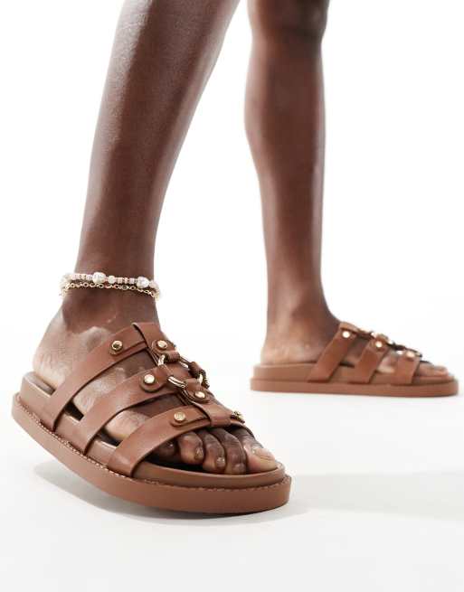  New Look strappy chunky flat sandal in tan