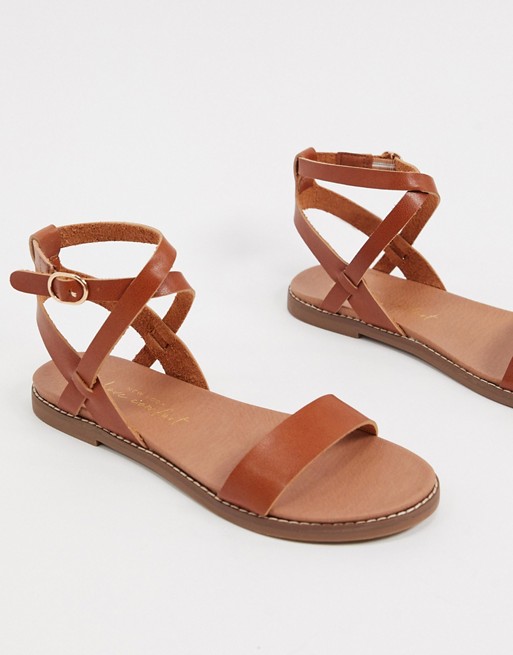 New Look strappy flat sandals in tan