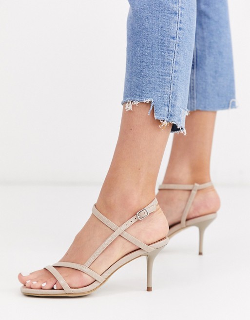 New Look strappy heeled sandals in beige