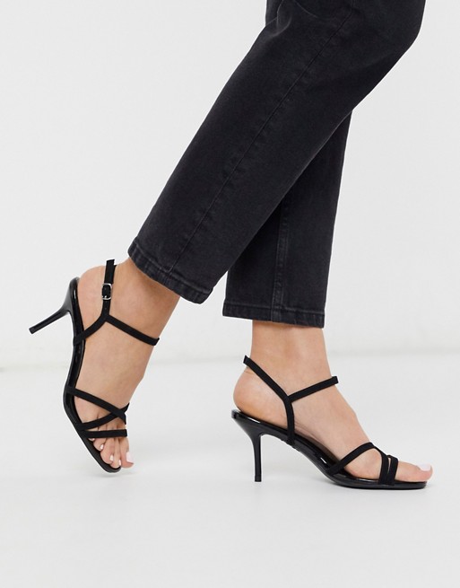 New Look strappy heeled sandals in black