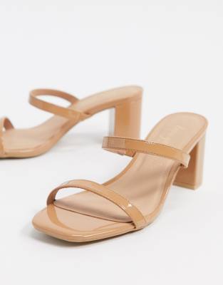 beige heeled mules