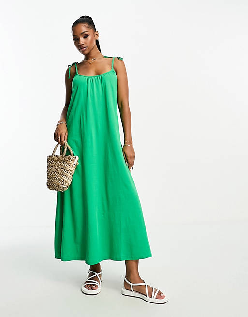 New Look strappy midi dress in green | ASOS