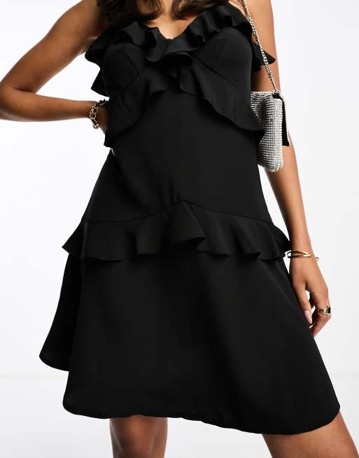 New look black ruffle dress sales