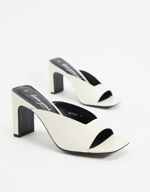 New Look square toe mules in off white