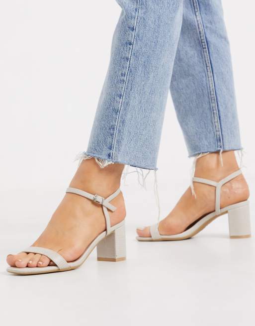 New Look strappy square toe sandals in off white | ASOS