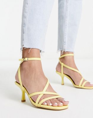 New Look strappy stiletto heeled sandals in yellow