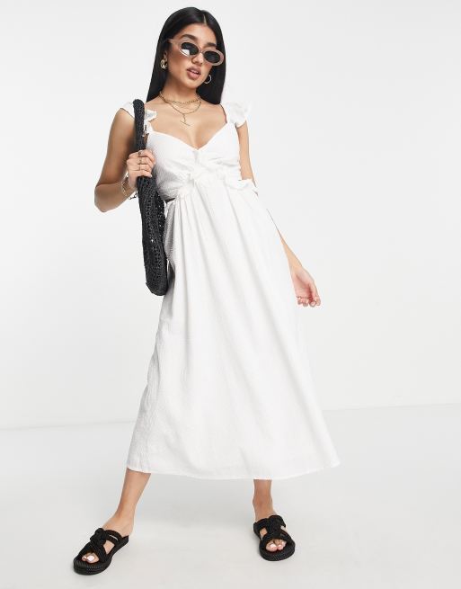 New Look strappy sundress with cut out back in white | ASOS