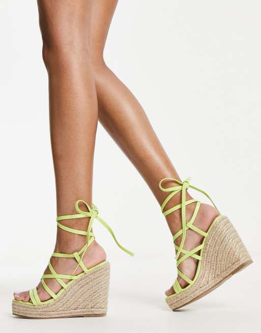 Strappy lace up wedges hot sale