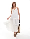 [New Look] New Look strappy tiered midi dress in white 12 WHITE