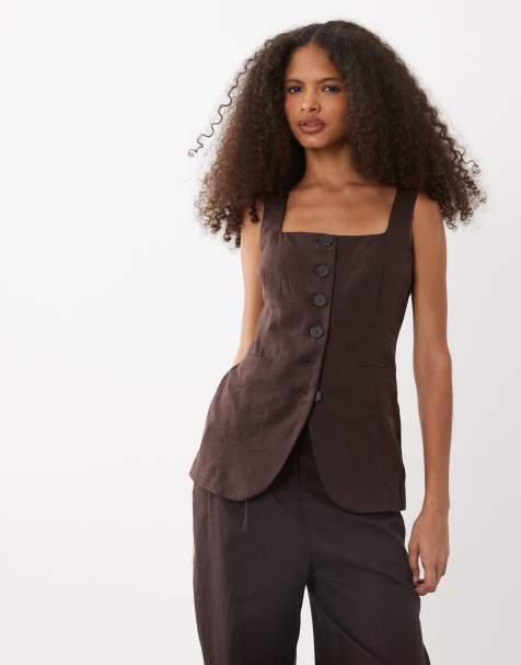 New Look strappy waistcoat in dark brown (part of a set) - view 1