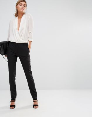 black stretch slim leg trousers