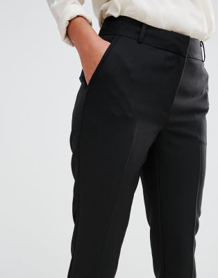 black stretch slim leg trousers