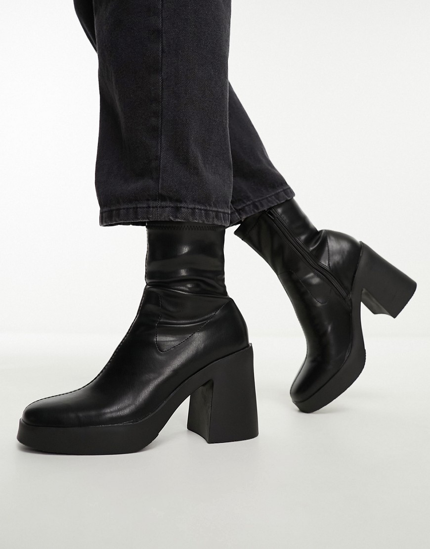 New Look stretch sock boots in black